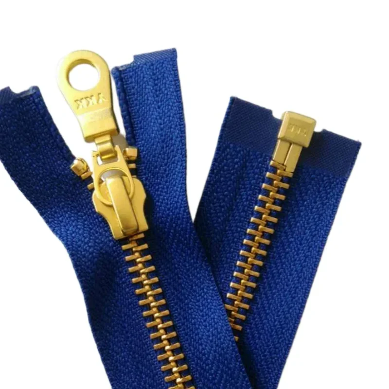 2pcs/Lot Ykk Metal Zipper 5# 50cm Almost 20 Inches Blue Sapphire Single Open Brass Kids Jacket Repair Tailor Sewing Accessory