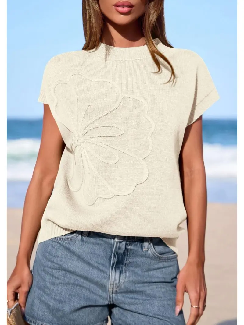 

Y2K Fashion Knitted Waistcoat Women's Sweater Korean Elegant Ladies Casual Sleeveless Embroidered Vest Top for Spring Autumn