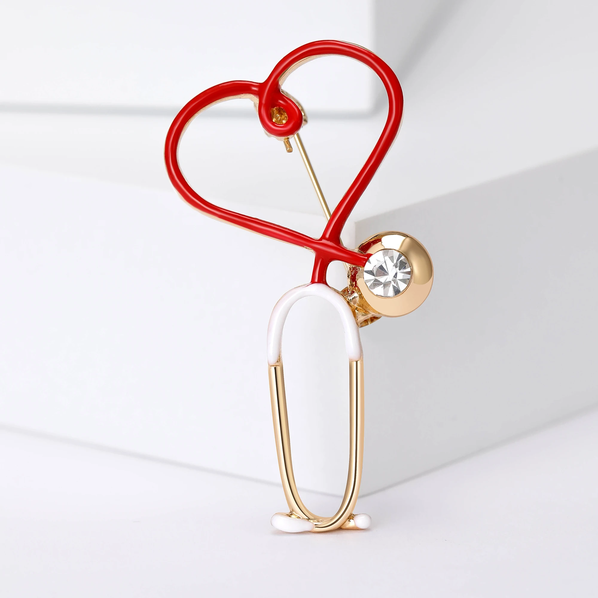 Beaut&Berry Enamel Medical Stethoscope Brooches Unisex Office Party Casual Pins Accessories Gifts