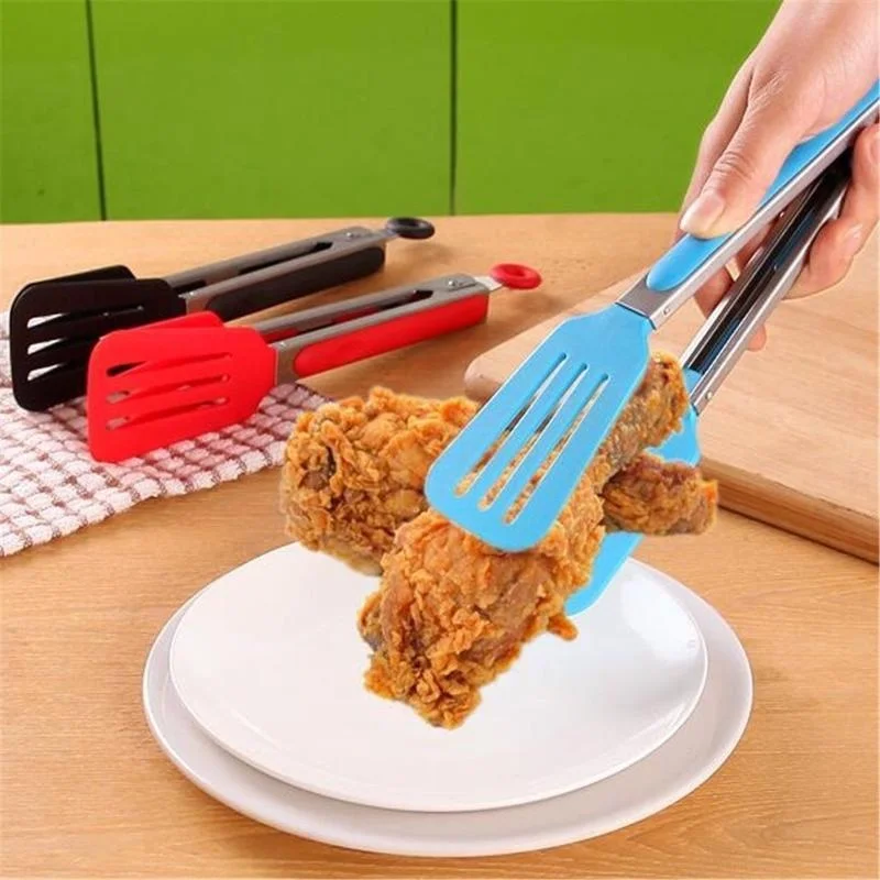 1PC Silicone Bbq Tongs Bbq Clip Kitchen Clips Silicone Food Tongs Food Clips Kitchen Tool for Home Stainless Steel Shovel