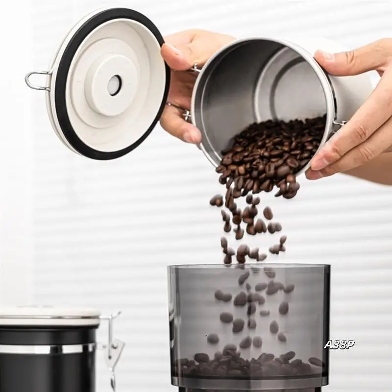 

Coffee Sealed Jar Coffee Storage Container Stainless Steel Coffee Bean Sealing Can Orange