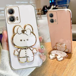MotorolaG53 Rabbit Makeup Mirror Phone Holder Case On For Mototola Moto G53 MotoG53 MotorolaG 53 Luxury Girl Woman Used Cover