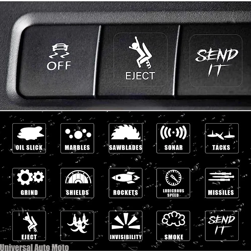 Image of 15 Stück/Set Kreative Auto-Schalterknopf-Aufkleber Armaturenbrett-Konsolen-Etiketten Selbstklebende Dekorationen für Auto und LKW