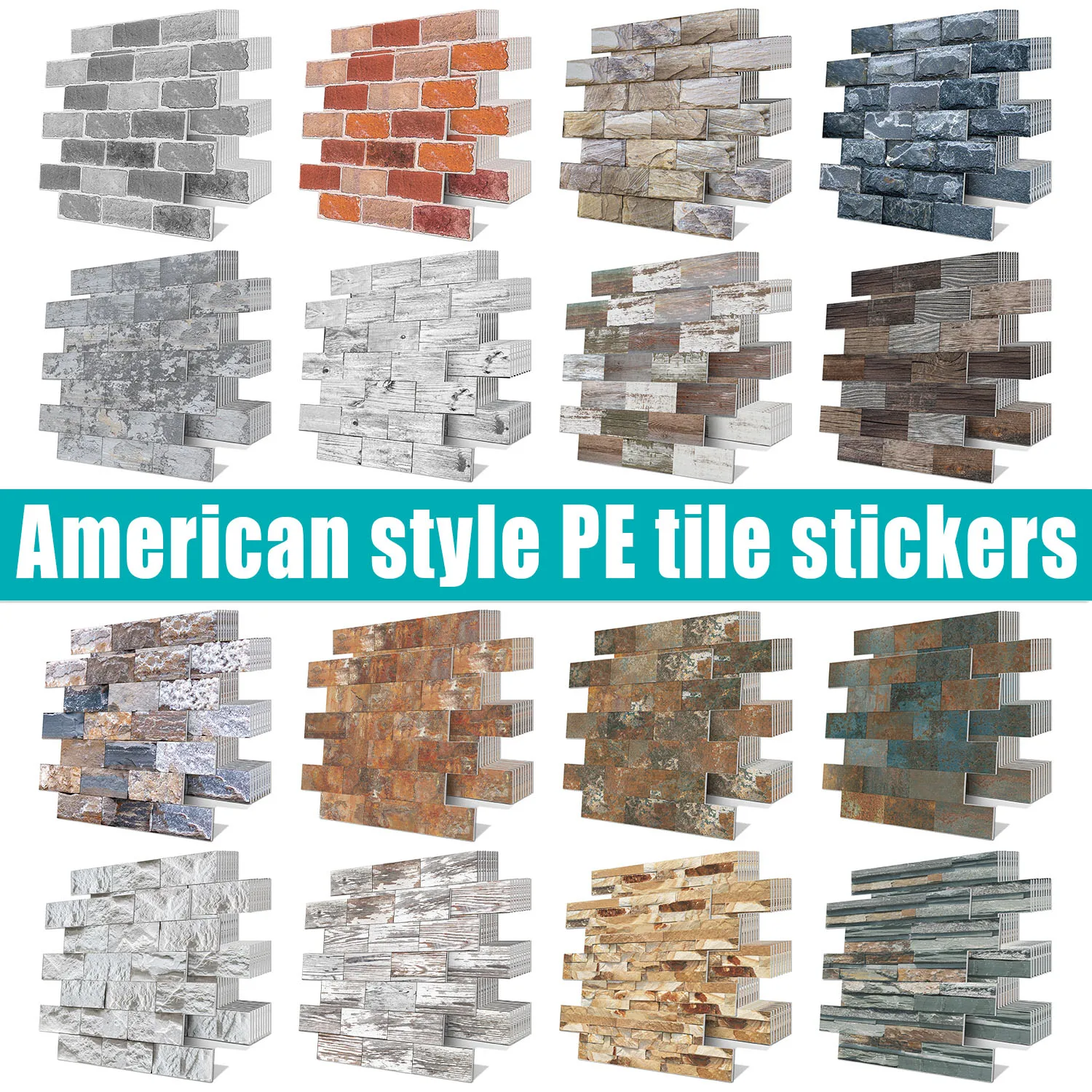 American Style PE Stone Patterned Wall Thickened Foam Self-Adhesive Paper Waterproof and Heat-Resistant Indoor Tile Sticker