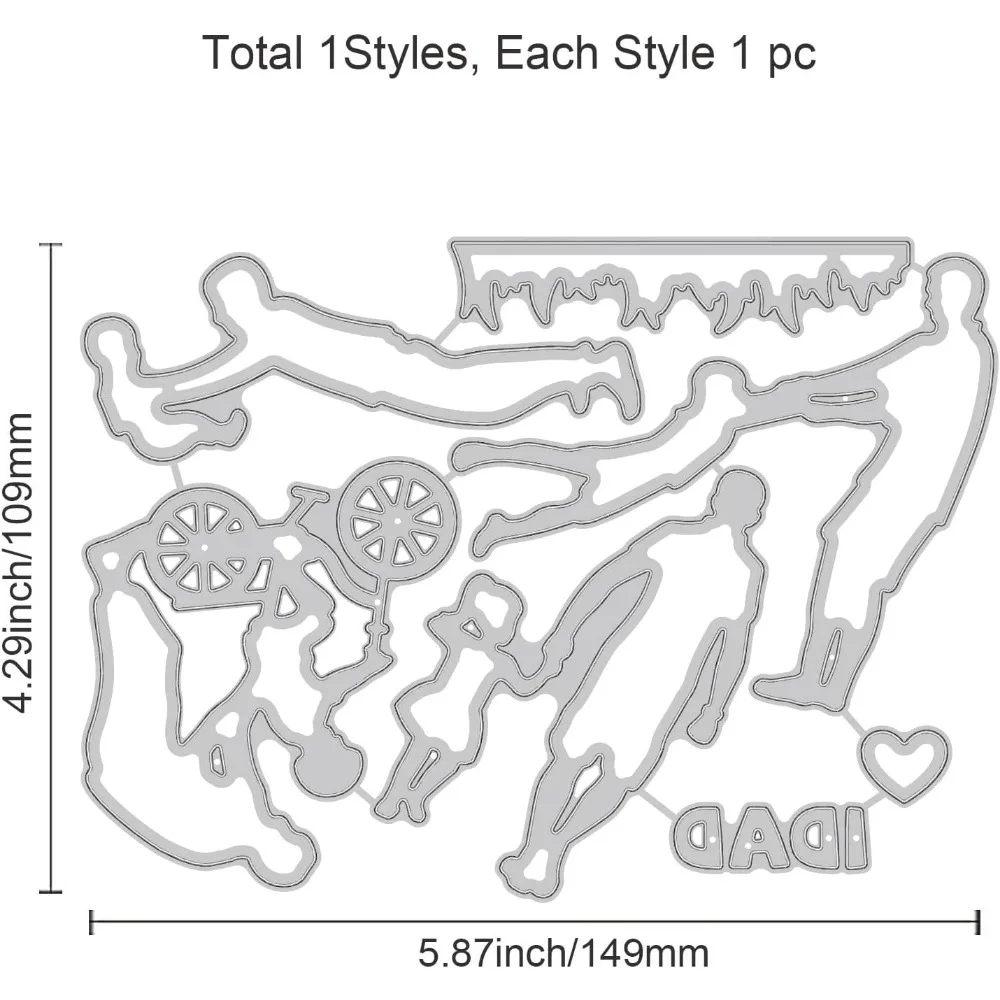 พ่อ Silhouette ตัด Die โลหะ Happy Father's Day Die ตัดลายนูนแม่แบบสําหรับกระดาษการ์ดทําชุด