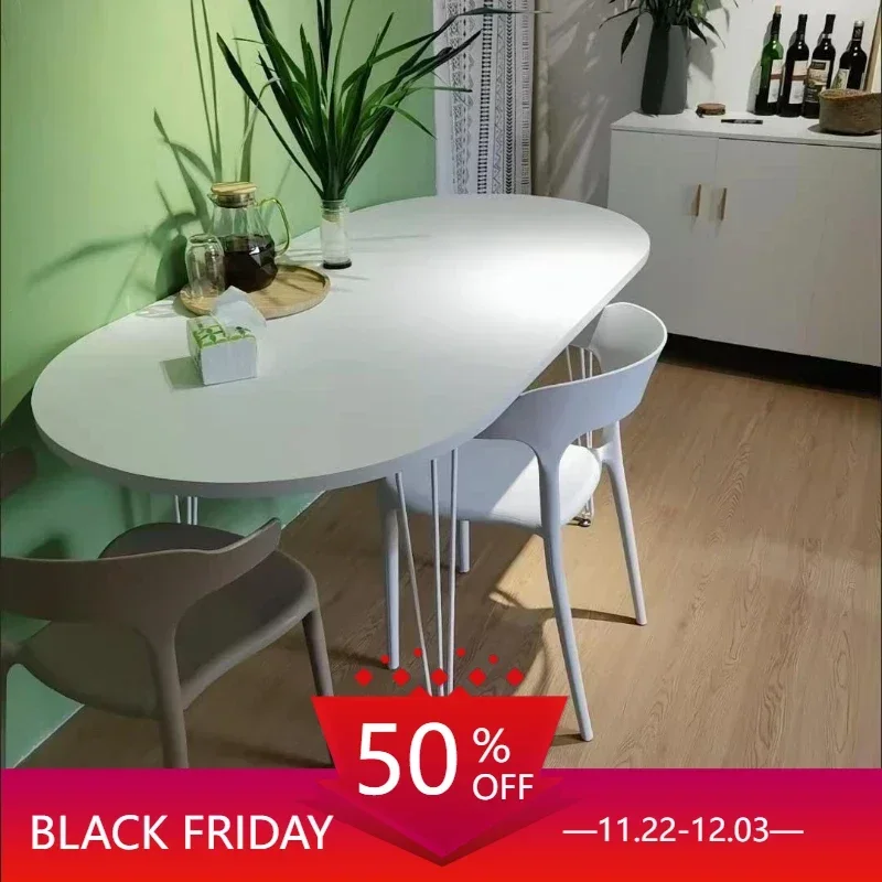 

White Modern Kitchen Table Oval Minimalist Study Simple Dining Tables Nordic Design Mesas De Jantar Small Furniture HD50CZ