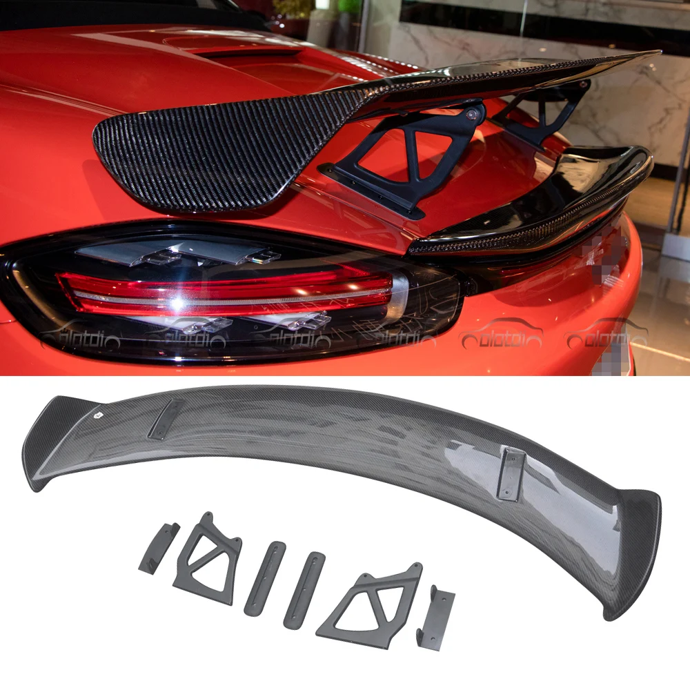 GT4 Style Carbon Fiber Rear Trunk Spoiler Tail Wing for Porsche 718 Cayman Boxster 2017+