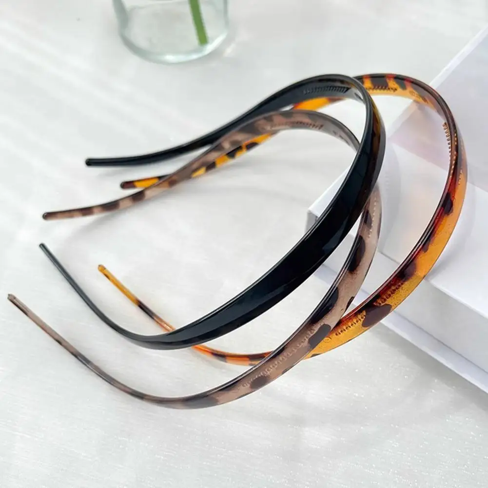 eyeglasses-wearable Headband Leopard Print Resin Headband with Anti-Slip Teeth Retro Tortoise Shell Washing Face Makeup Hair Hoo view 3