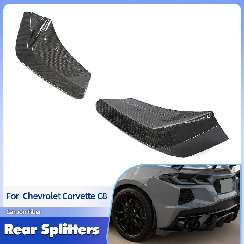 

Car Rear Bumper Splitters Fins Full Carbon Fiber for Chevrolet Corvette C8 Stingray 2020-2023 Rear Anti-Scratch Winglets FRP