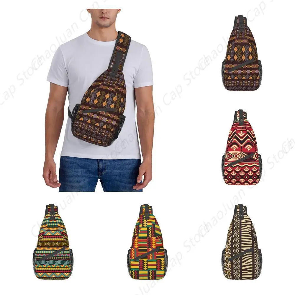 

Cute African Print Sling Bag Sling Backpack Crossbody Chest Bag African Art Daypack for Hiking Travel
