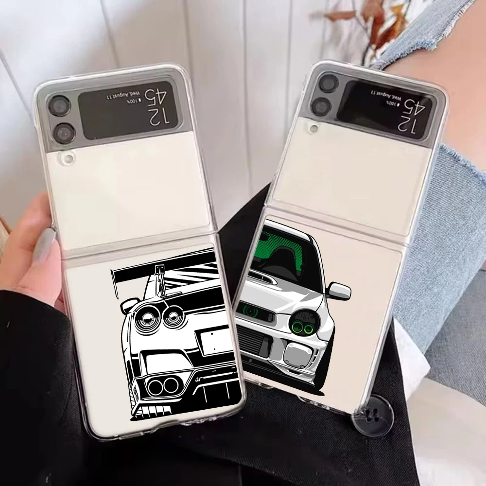 Coole Sportwagen-Comic-Handyhülle für Samsung Galaxy Z Flip 6 ZFlip 8 5 7 Harte Transparente Hülle für Samsung ZFlip4 ZFlip3 – Detail 2
