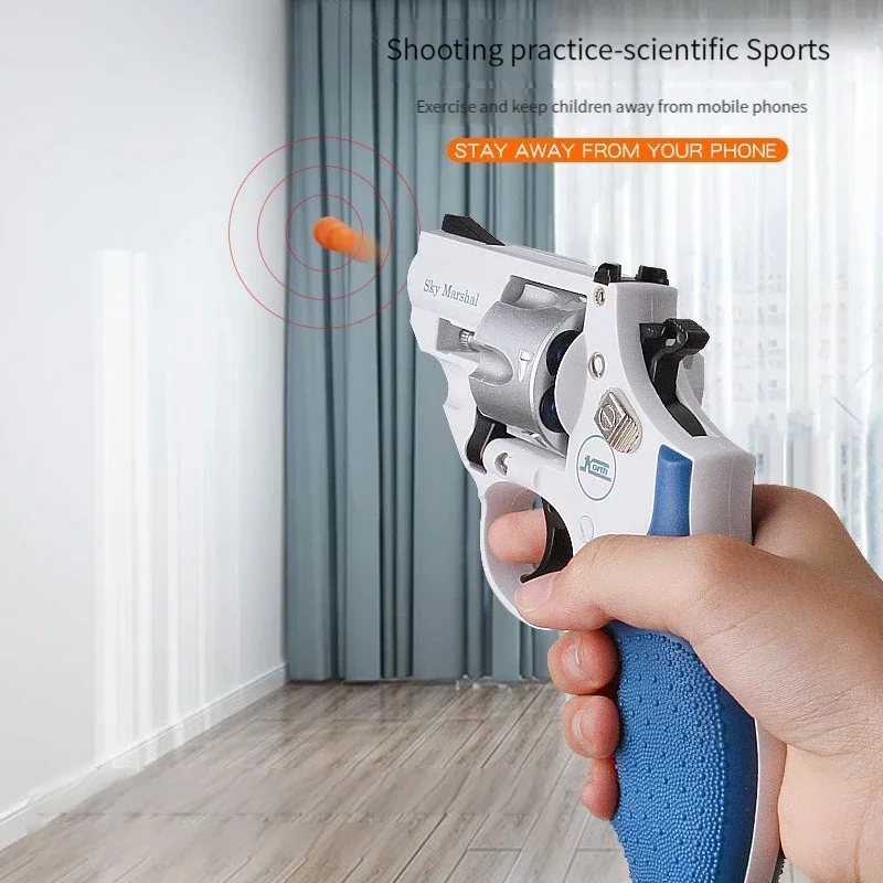 9Mm Revolver Toy Pistol Handgun Blaster Soft Bullet Toy Gun Airsoft Shooting Weapons Boys Birthday Gifts Cs Fake Gun