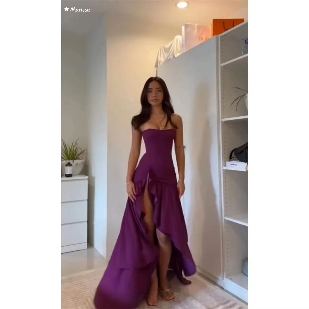 

Marissa Custom Made Luxurious Women's Evening Dresses Woman Elegant Luxury Women's Elegant Party Dress A-line Side Slit Prom