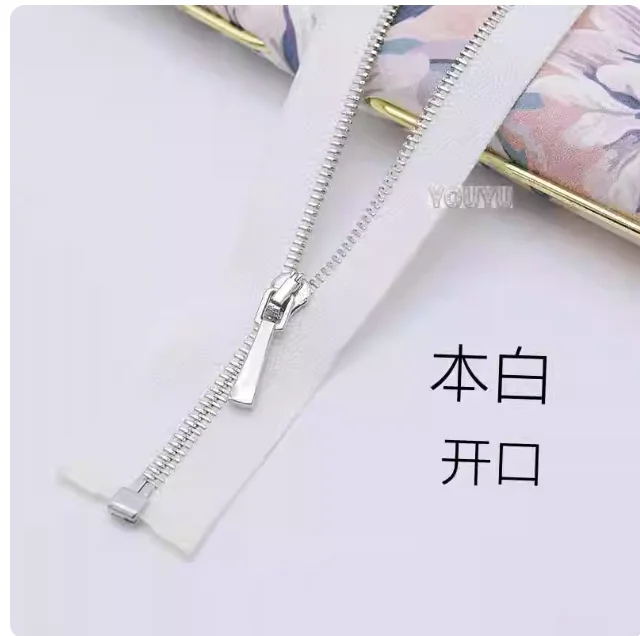 

No. 1 copper metal bright silver open tail zipper fine tooth haute couture zipper 15 20 25 30 35 40 45 50 55 60 80 cm