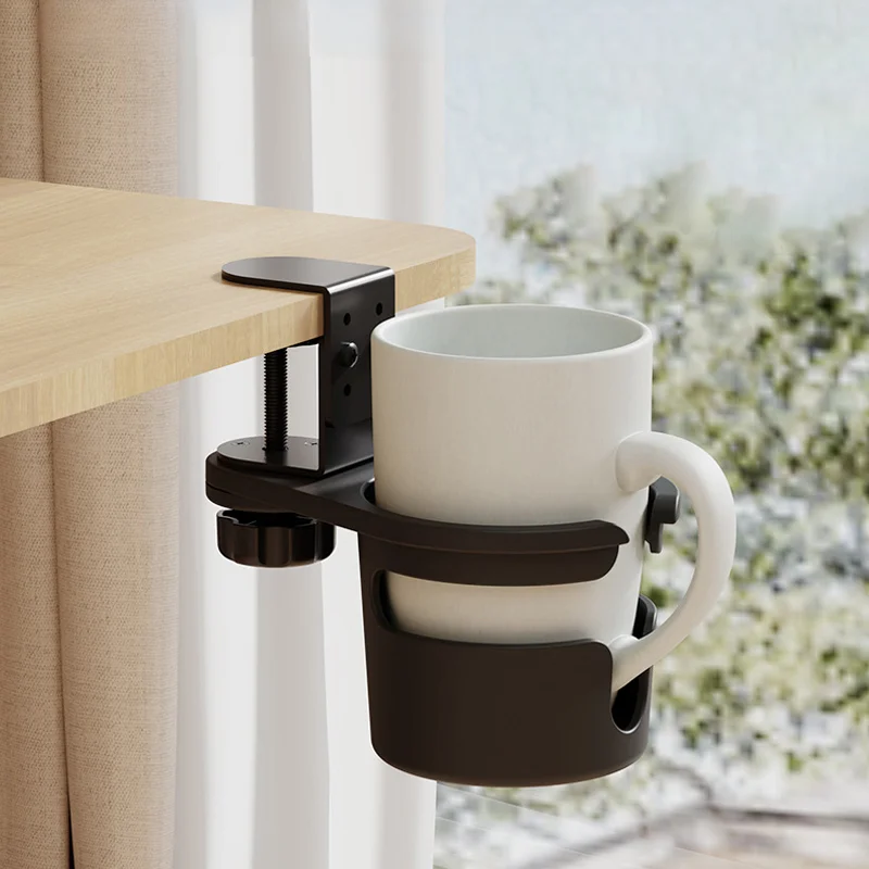 

Plastic Desk Cup Holder Anti-Spill 360 Degree Rotating Cup Storage Rack Anti-Fall Space Saving Table Fixed Storage Rack