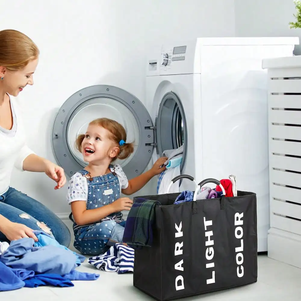 

Складная трехсекционная корзина для белья (ткань Оксфорд, ручка из сплава)