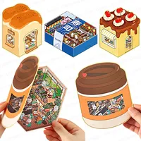 2.5D Cartoon Baking Shop Landscape Sticker Cabin Scene DIY Sticker Stacking Pasting Festival Birthday Gift for Kid Child
