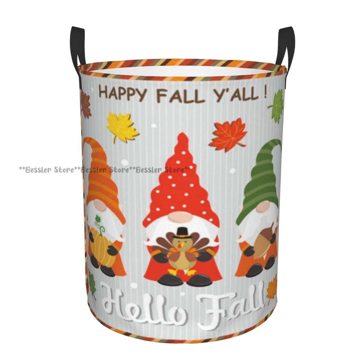 Dirty Laundry Basket Thanksgiving Cute Gnomes Folding Clothing Storage Bucket