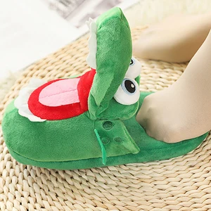 Crocodile Cartoon Cotton Flip Flops mit bewegender Mund, lustige Heimshorts, warme Winterschuhe, Weihnachtsgeschenk für Männer und Frauen 10 Hauptverkauf Pantufa Alligator - №2