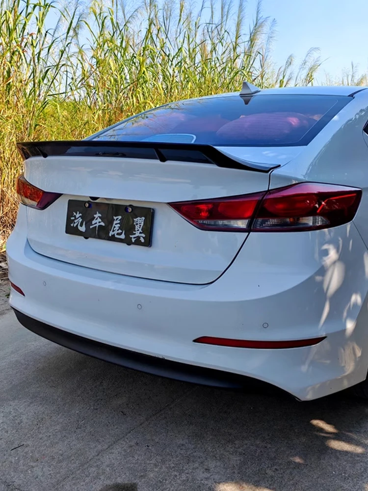 

For Hyundai Elantra Spoiler 2017 18 19 20 High Quality Carbon ABS Spoiler Car Rear Wing Primer Color Rear Trunk Tail Fin Sports