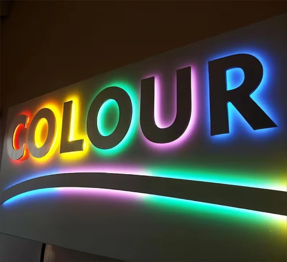 カスタムメタル照明付きサインバックライトビジネスロゴ看板店頭 3D 文字 Mertal バックライト付きサインドロップシッピング屋外