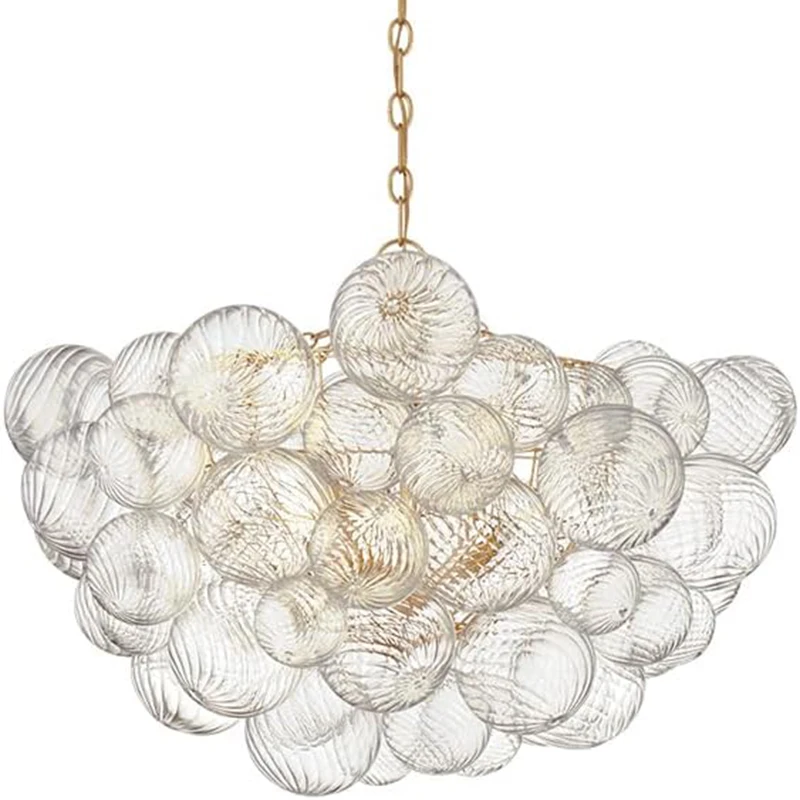 

Longree Nordic Bubble Ball Swirled Glass Chandelier Home Gild Gold Clear Glass Pendant Light Fixtures for Bedroom Dining Roon