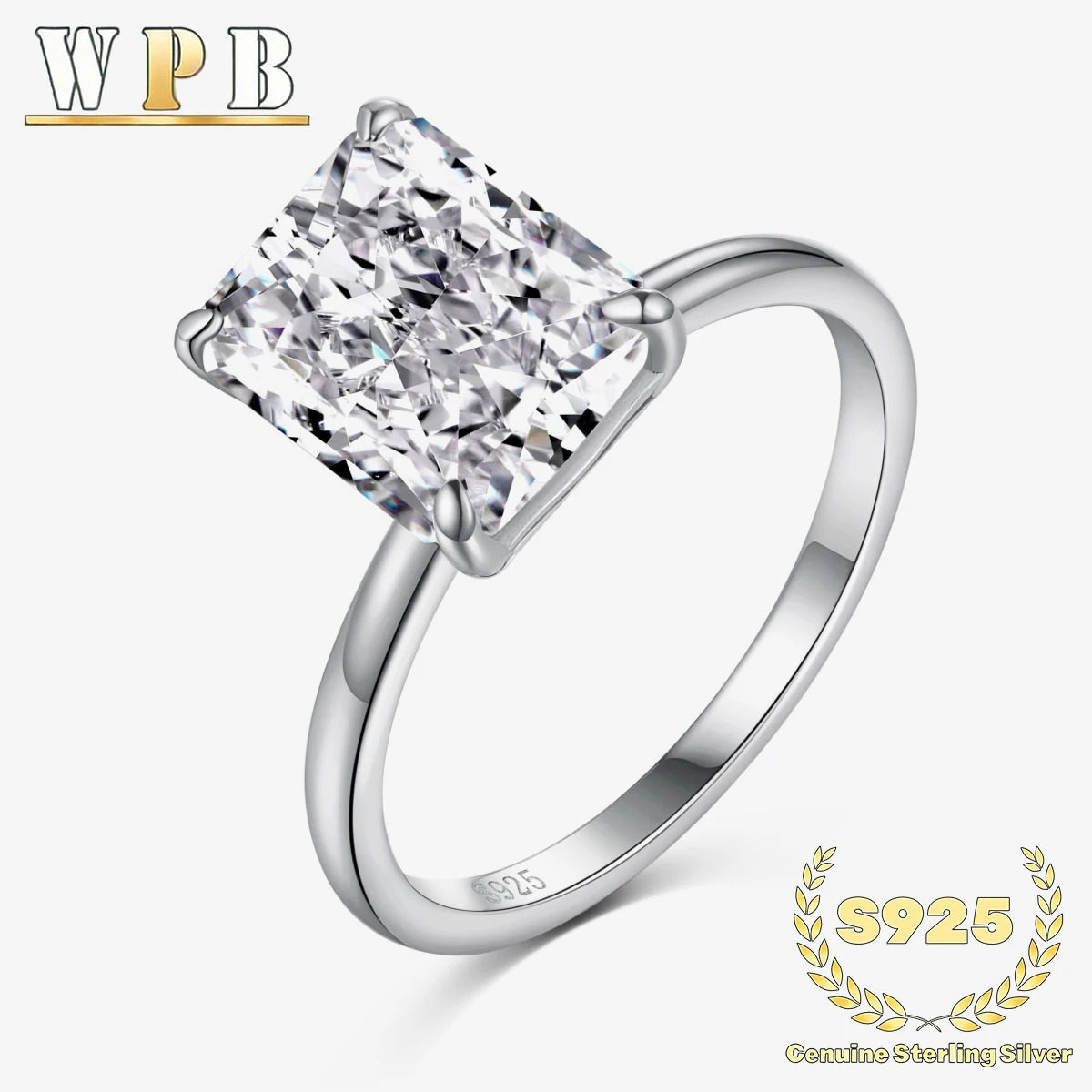 

Genuine S925 Sterling Silver Wedding 8*10mm Radiant Cut 8A Zirconia Ring Bridal Engagement Jewelry Sparkling Anniversary Gift
