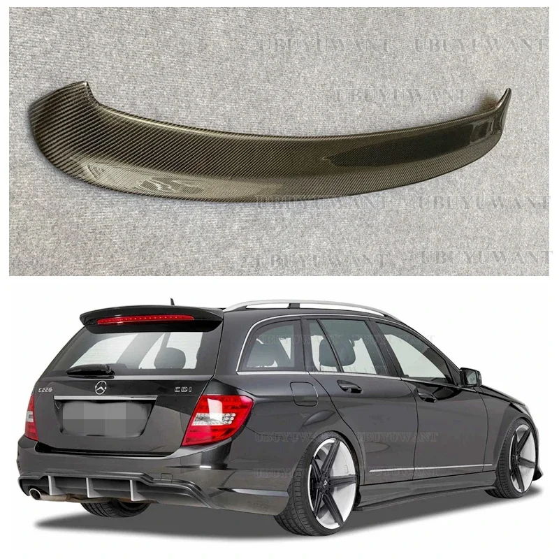 For Mercedes Benz W204 Wagon C200 C300 C63 Estate / Wagon High Quality Carbon Fiber Roof Spoiler Car Rear Wing Spoiler 2010-2014