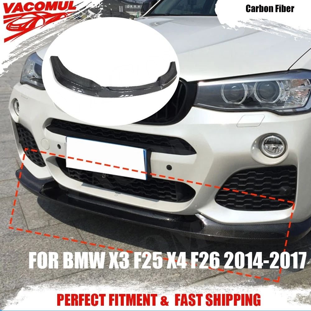 

VACOMUL For BMW X4 F26 M-Sport M-TECH 2014-2017 Carbon Fiber Front Bumper Lip Spoiler Splitters Head Bumper Guard