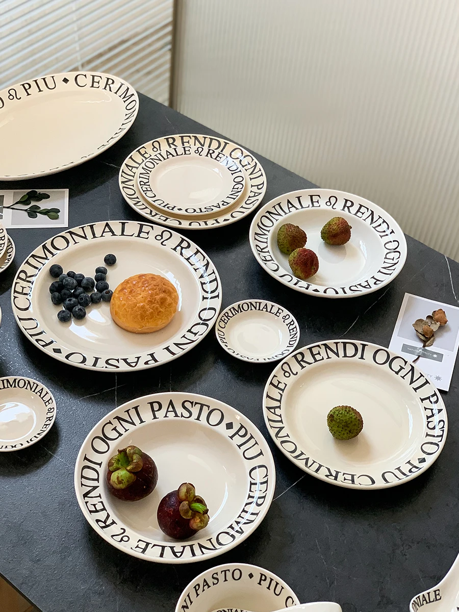 

Underglaze color cream tableware ceramic household dish set beautiful dishes steak plates столовый сервиз тарелок