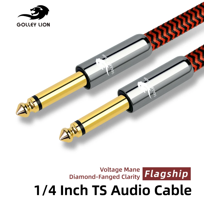 1/4 Inch Cord 6.35mm Mono Jack TS Speaker Cable 6.35 TS Guitar Instrument Cable for Guitar Electronic Drum Amplifier Audio Mixer
