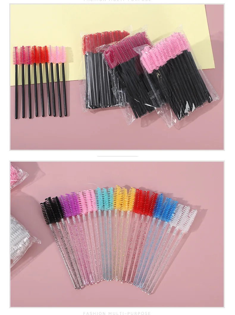 مجموعة جديدة مكونة من 50 قطعة من فرشاة رموش الحواجب الصلبة والرموش ذات الاستخدام المزدوج تطعيم أداة تجميل ملونة محمولة مشط الرموش #6