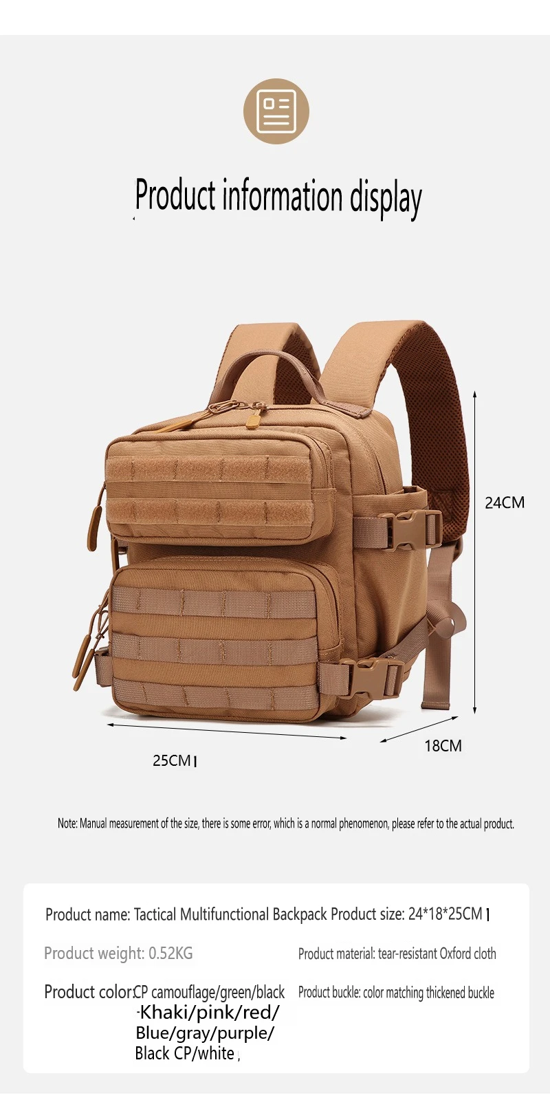 9L Sportrucksack MOLLE 3-Tage Bug Out Bag Mini Outdoor Pack für Damen Herren EDC Camping Wanderrucksack – Detail 5