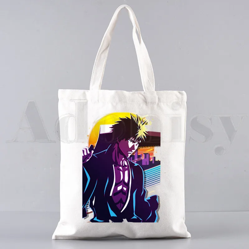 Bleach anime kurosaki ichigo zaraki kenpachi bolsas de ombro casual compras meninas bolsa feminina elegante bolsa de lona