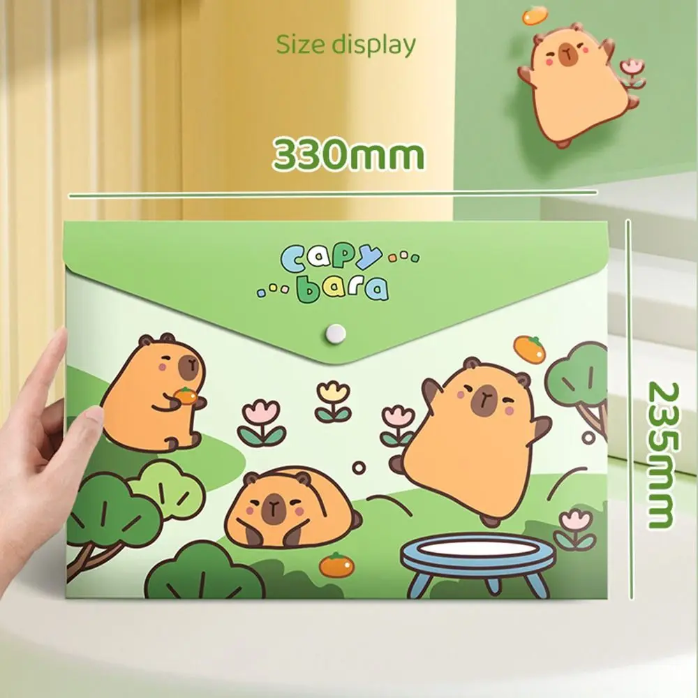 Portable Kawaii A4 File Folders Bag Cartoon Animal Document Folder Large Capacity Waterproof Test Paper Organizer