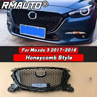 Para Mazda 3 Axela 2017-2019 estilo panal parrilla de carreras negro brillante rejilla de parachoques delantero Mazda 3 Axela accesorios de coche Kit de carrocería