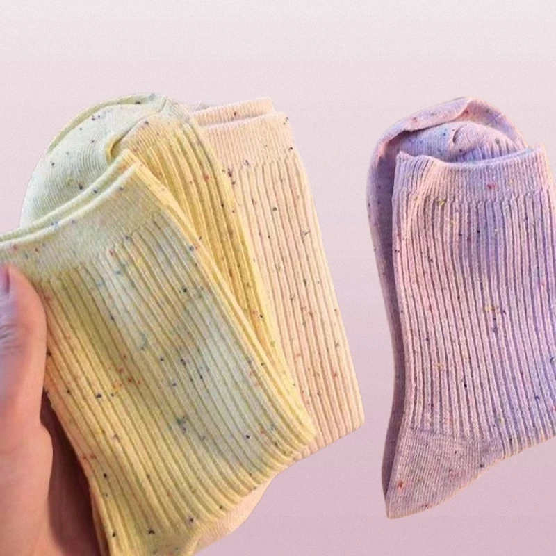 Chaussettes mi-tube respirantes à fines rayures pour femmes, chaussettes décontractées, document crème doux, solide, nouvelle mode, 6/12, 2024 paires