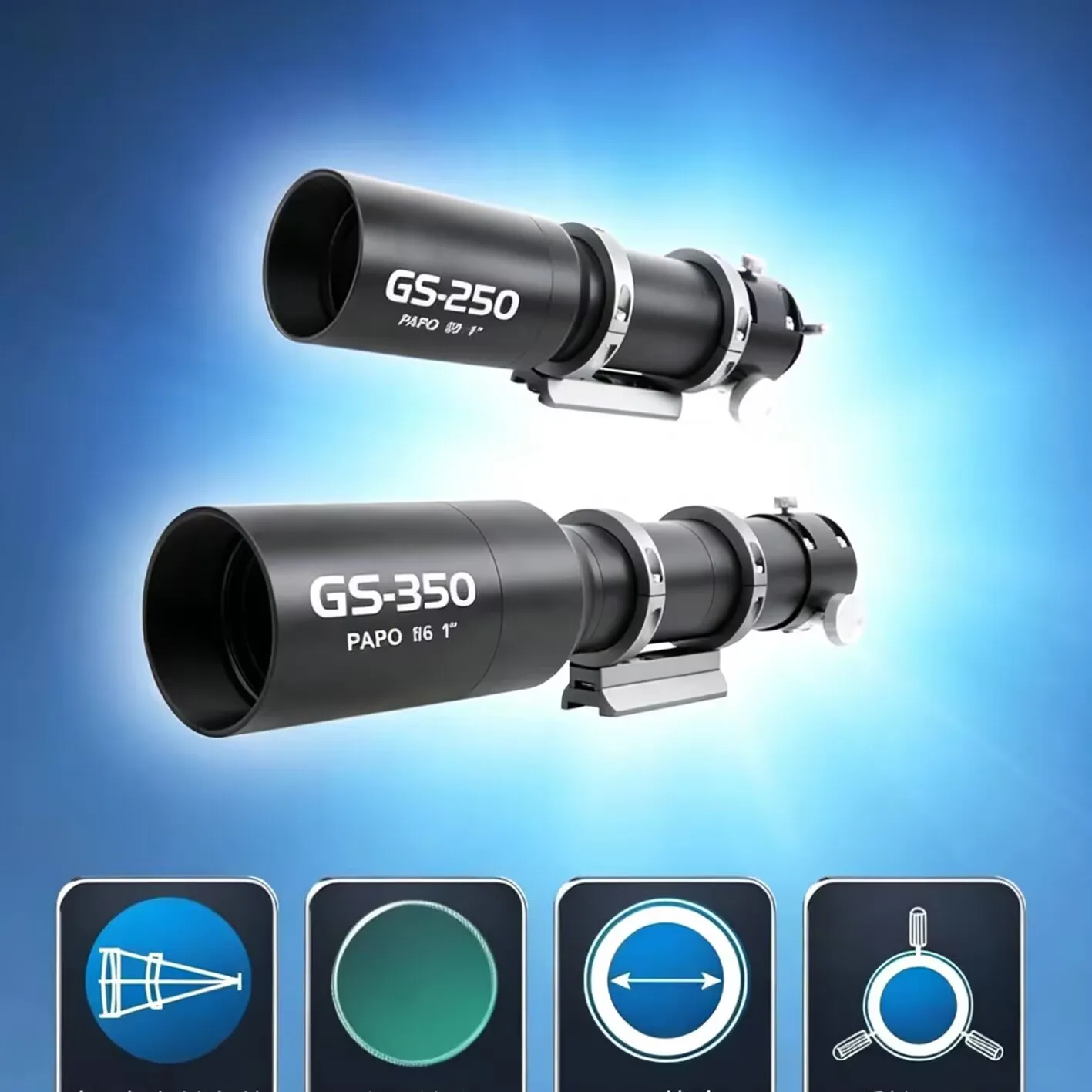 PAPO 250/350mm Focal Length Astronomical Guide Star Telescope Deep Space Photography Focus-Free Tracking Mirror for Star