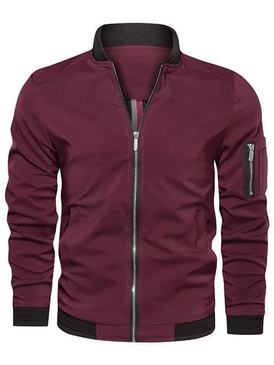 

Men's Military Jacket Autumn Men Solid Zip Up Bomber Jacket Thin Long Sleeve Windproof Cycling Jacket Solid Casual Slim Jacket