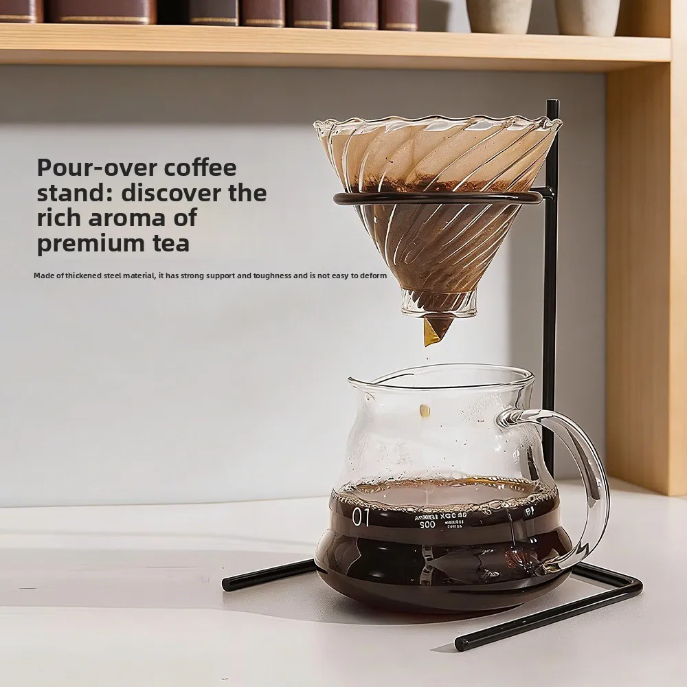 Iron coffee hand punch holder, filter cup holder, black vertical utensil, hand punch set, display stand, multifunctional