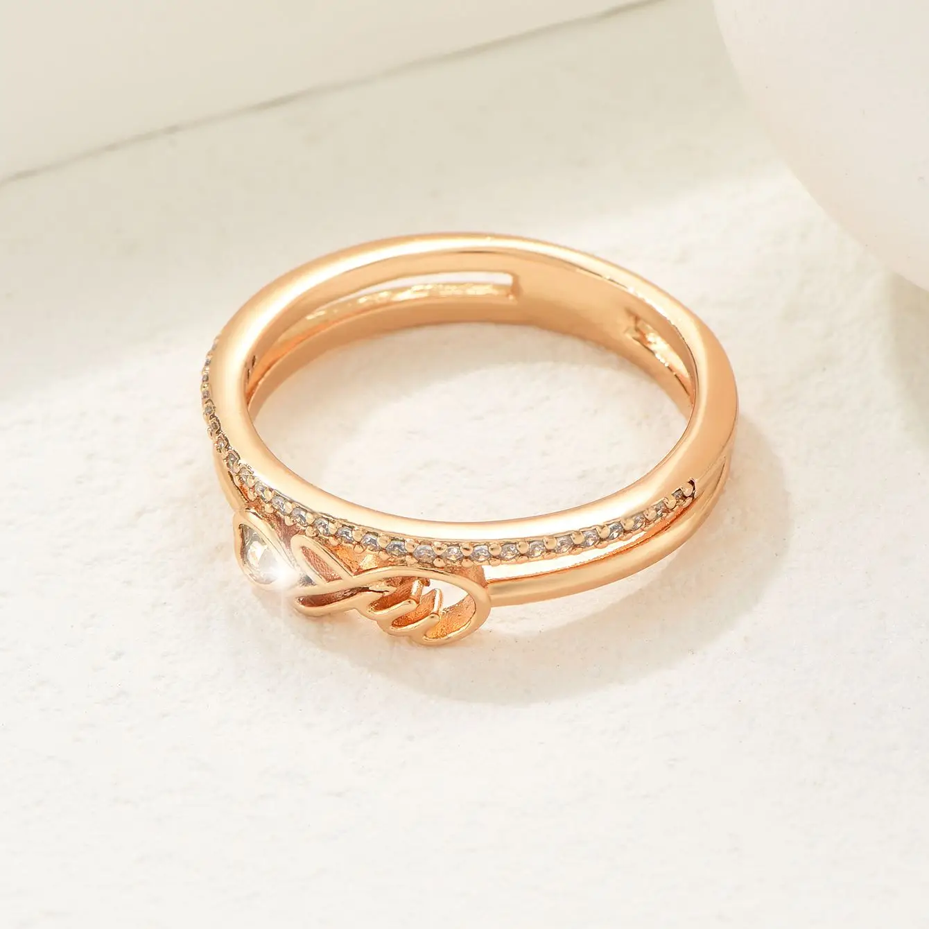 New Heart Ring Plated True Gold High Quality Fashion Female Jewelry Gift on Birthday Anniversary