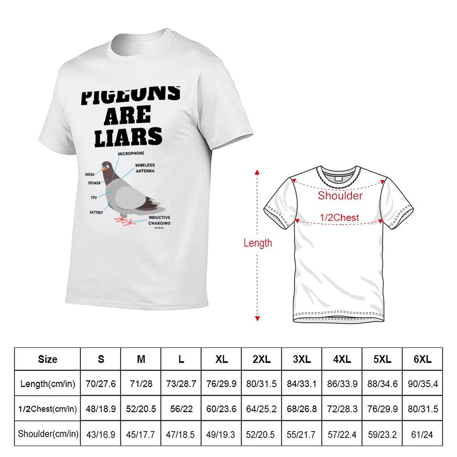 Pigeons Are Liars, Pigeons Aren't Real T-Shirt Plus Size Gym Sports T-Shirt