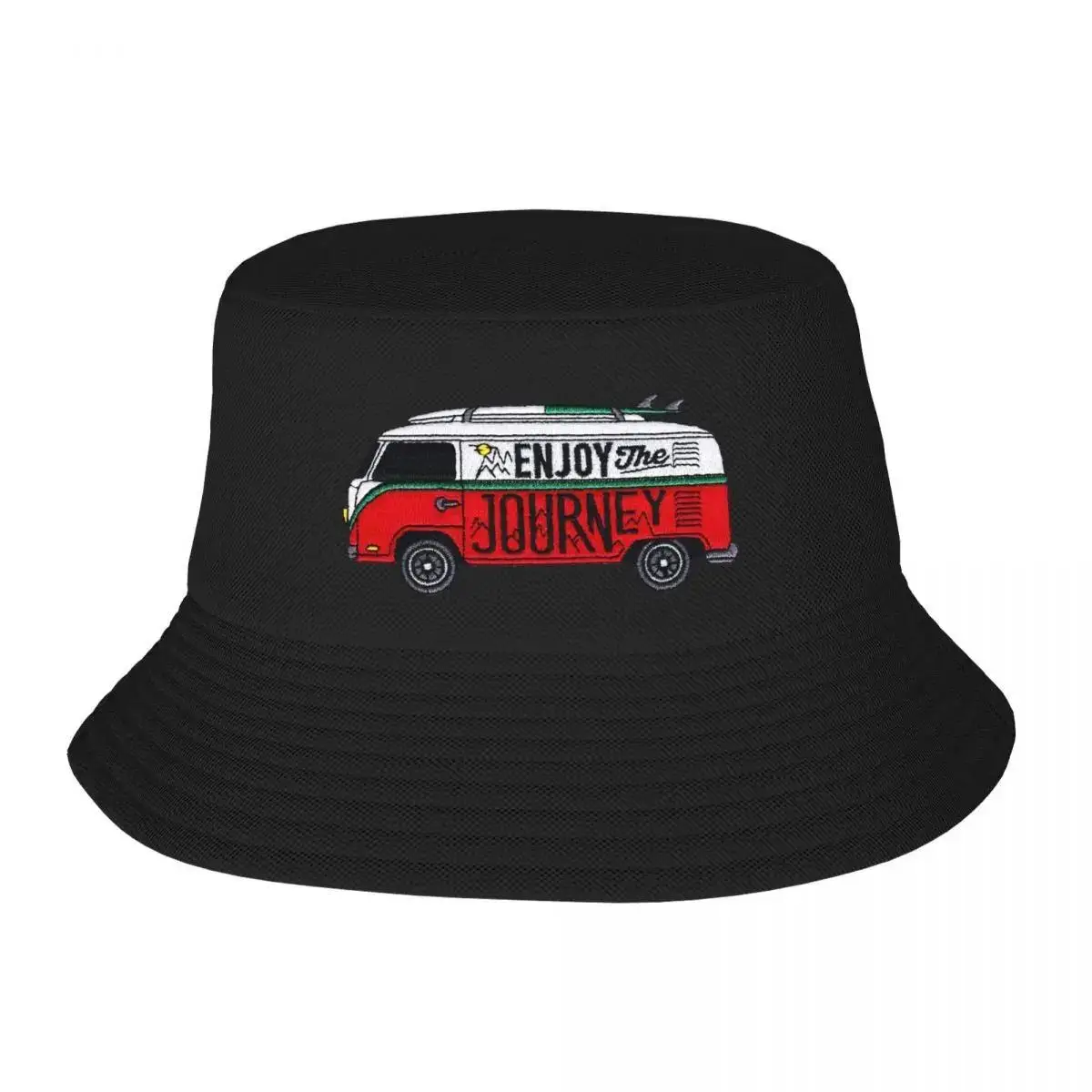 Custom Enjoy The Journey Bucket Hat for Women Men Print Adventure Camping Travel Car Summer Beach Sun Camping Cap