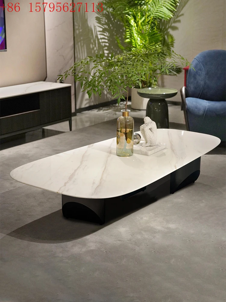 Stainless-Steel Frame Durable Stylish Coffee Table Luxury Home Furniture Italian  White Marble Coffee Table
