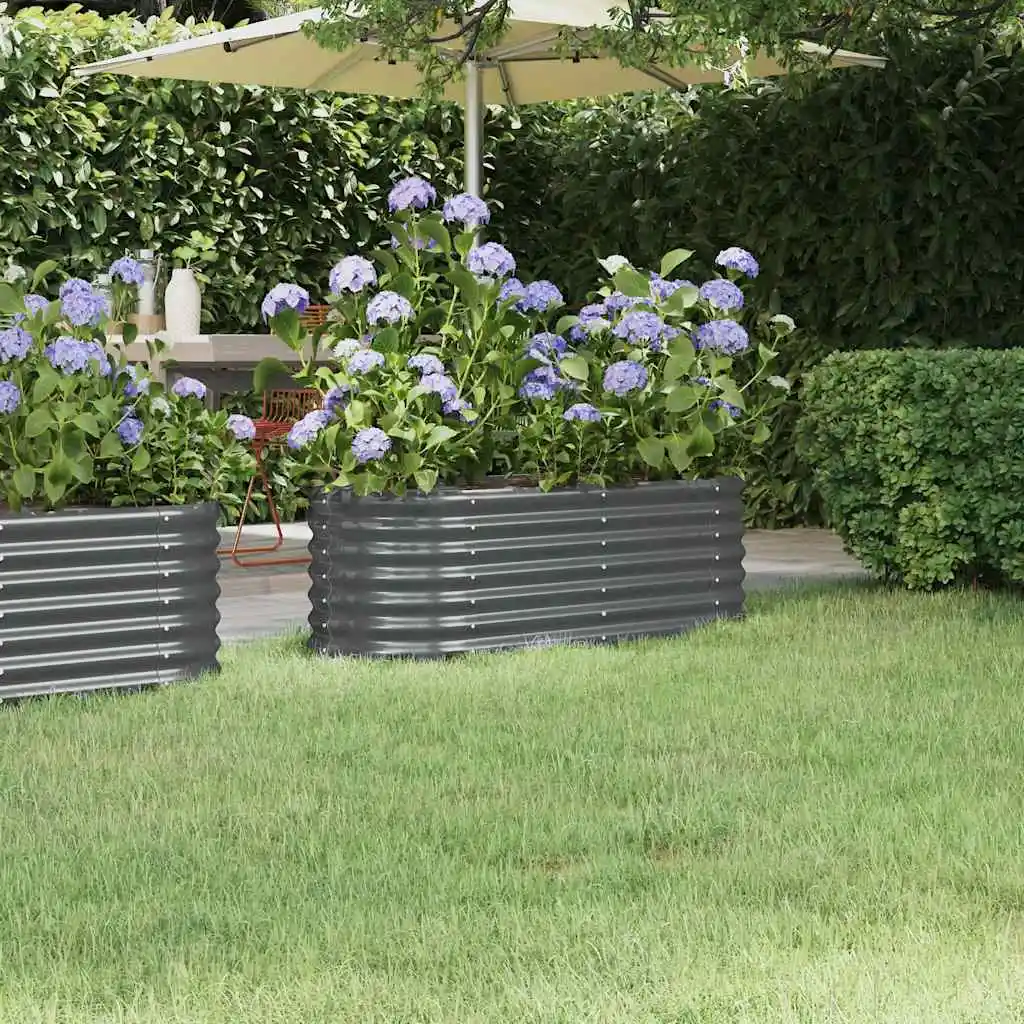 Erhöhtes Gartenbeet aus Verzinktem Stahl Anthrazit Rostfreie Außenpflanzkiste für Gemüse und Blumen – Detail 1