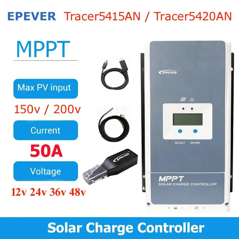 EPever Tracer5415AN 50A Solar Charger Controller MPPT 12V 24V 36V 48V Auto for Max 150V Solar Panel Input Regulator High Quality