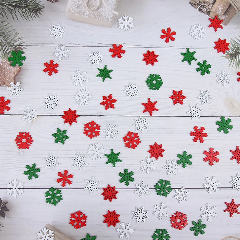 

50pcs Wooden Snowflakes Wood Slices Christmas Decorations Hollow Ornaments For Xmas Tree Wall Window Holiday Party Winter Home