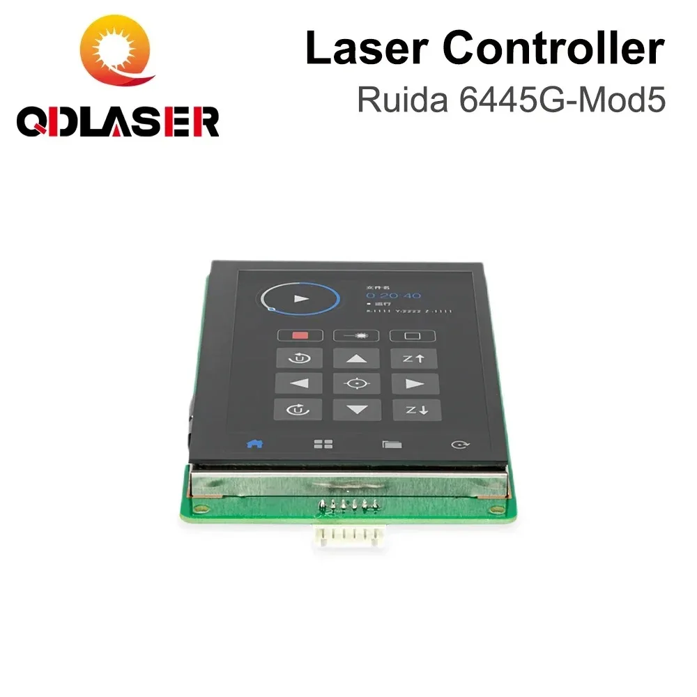 QDLASER Ruida 6445G-Mod5 Touch Screen CO2 laser controller DIY Panel Button RDWorks V8 Software For CO2 laser cutting machine