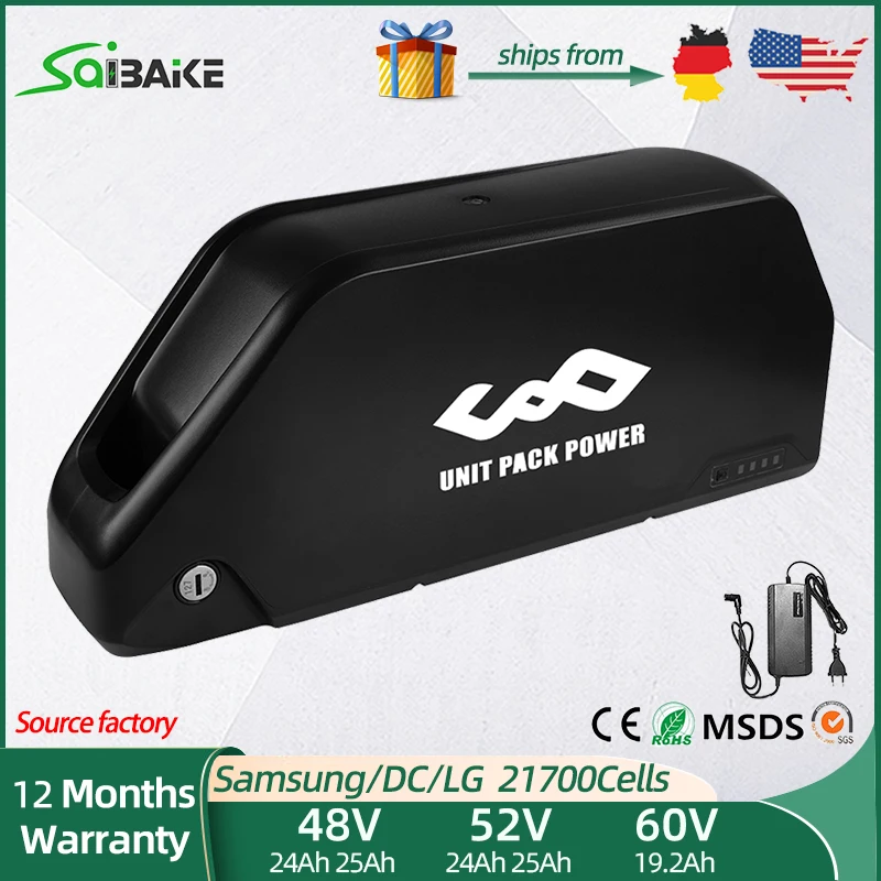 

Sam-sung Polly 48V 25AH Ebike Battery Downtube 52V 25AH Electric Battery 40A BMS Original 21700 Lithium lon Battery 250W-1800W