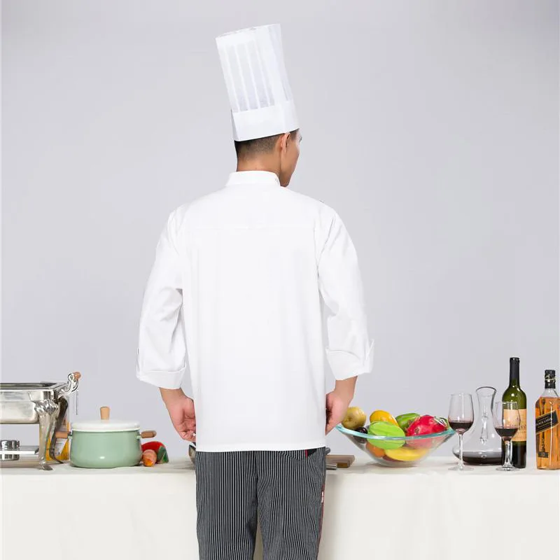 Uniforme de chef d'hôtel et de restaurant, uniforme de chef surdimensionné pour hommes, uniforme de chef à manches longues et double boutonnage court